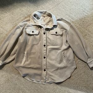 Free People light gray rugby oversized shacket